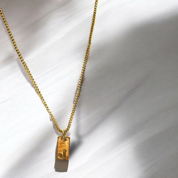 Gold-Plated Initial Bar Pendant Necklace 14k Over‎ stainless steel - Picture 12 of 16